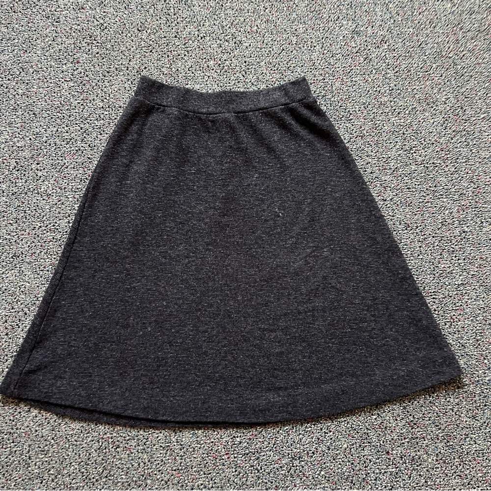 Heather Grey High-Waist A-line Flare Midi Knee-Length Modest Stretch Skirt Sz S